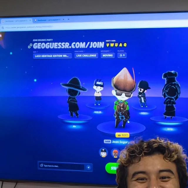 GeoGuessr multiplayer game projected on a screen during the Latin America game night